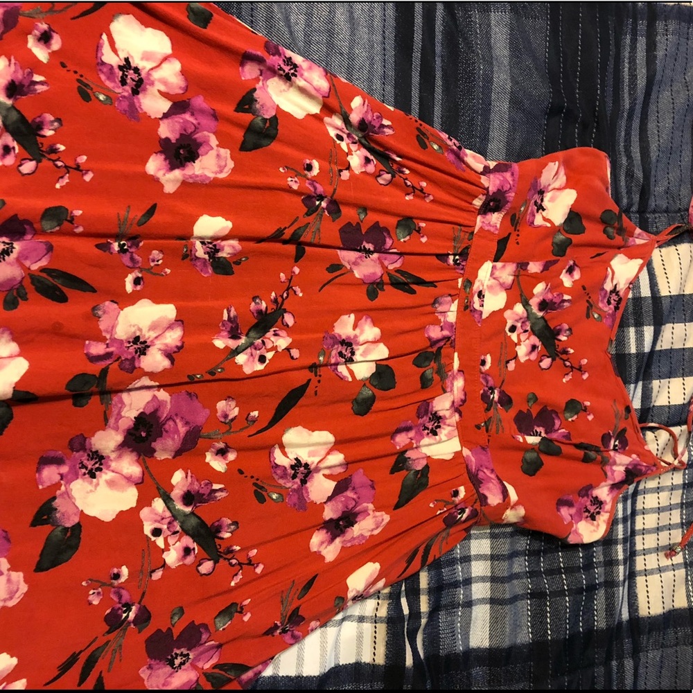 Red floral dress